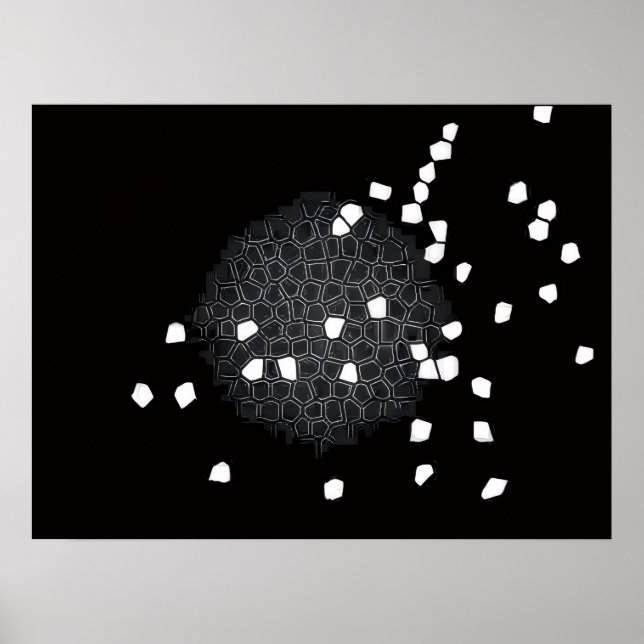 Poster Cartaz de Puzzle Quebrado Preto e Branco (Frente)