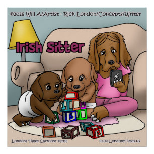 Póster Cartaz de Quadrinhos do Setter Irlandês de Rick Lo