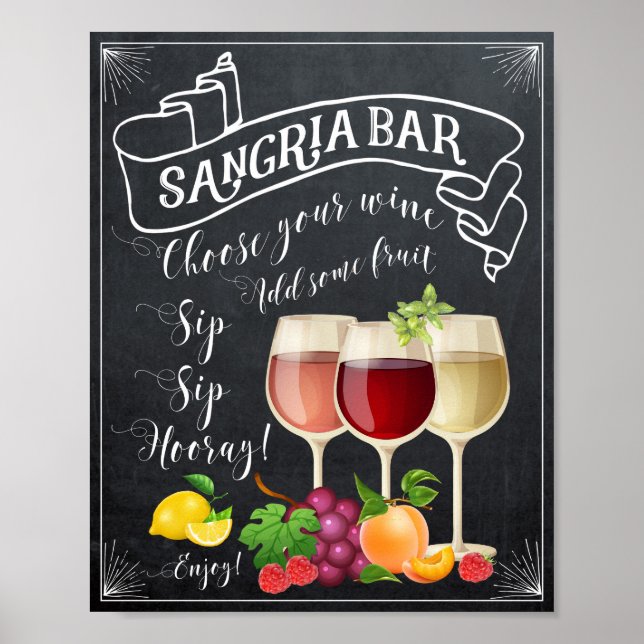 Póster cartaz de quadro-negro para bar de sangria (Frente)