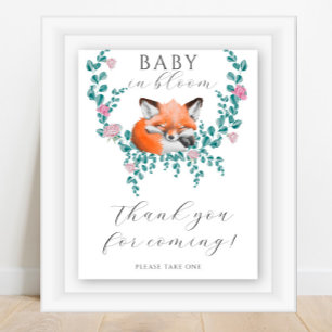 Poster Cartaz de raposa bebê em aquarela - Obrigado por v