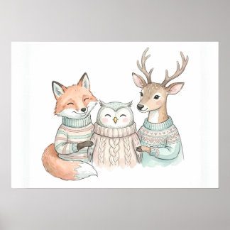 Poster Cartaz de Raposa Fofa e Amigos de Inverno