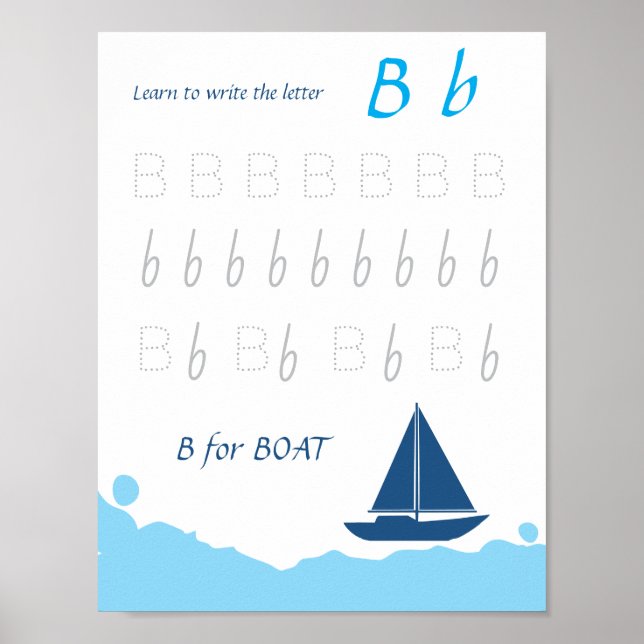 Poster Cartaz de Rastreamento da Letra B para Crianças |  (Frente)