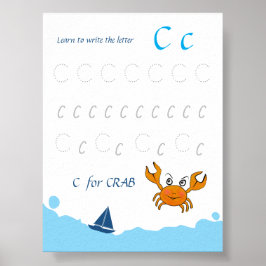 Poster Cartaz de Rastreamento da Letra C para Crianças | 