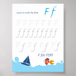 Poster Cartaz de Rastreamento da Letra F para Crianças