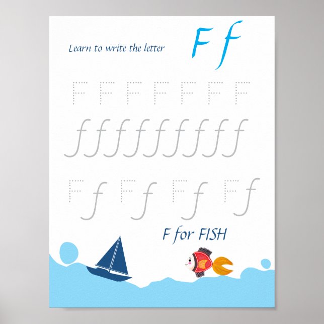 Poster Cartaz de Rastreamento da Letra F para Crianças (Frente)