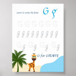 Poster Cartaz de Rastreamento da Letra G para Crianças