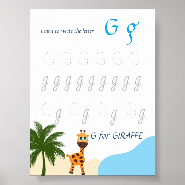 Poster Cartaz de Rastreamento da Letra G para Crianças (Frente)