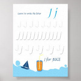 Poster Cartaz de Rastreamento da Letra J para Crianças