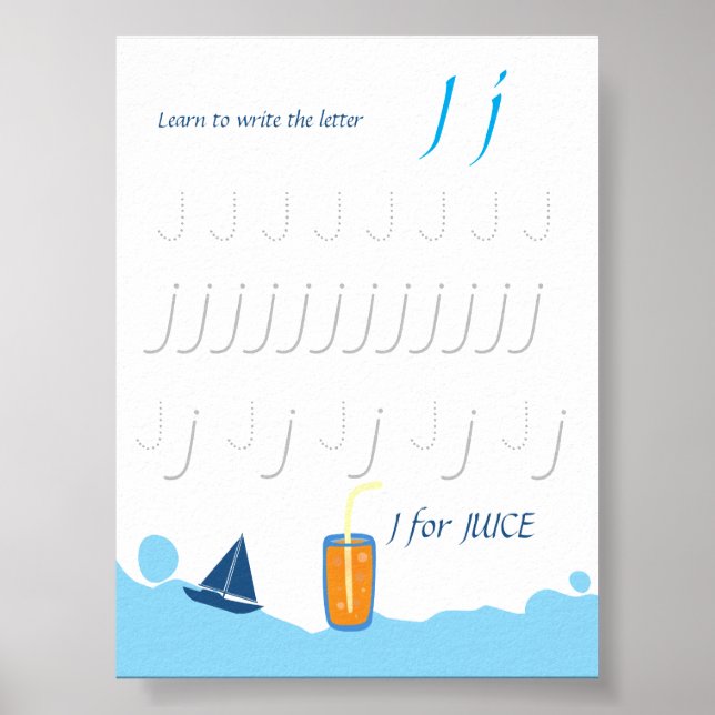 Poster Cartaz de Rastreamento da Letra J para Crianças (Frente)
