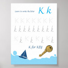 Poster Cartaz de Rastreamento da Letra K para Crianças