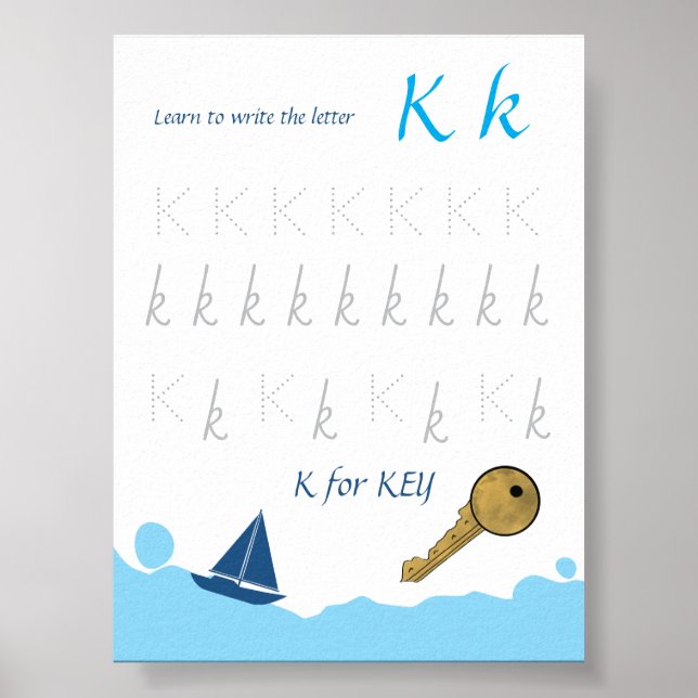 Poster Cartaz de Rastreamento da Letra K para Crianças (Frente)