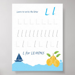 Poster Cartaz de Rastreamento da Letra L para Crianças