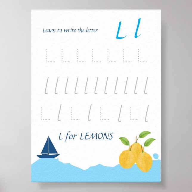 Poster Cartaz de Rastreamento da Letra L para Crianças (Frente)