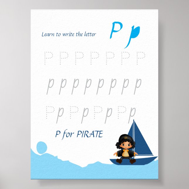 Poster Cartaz de Rastreamento da Letra P para Crianças (Frente)