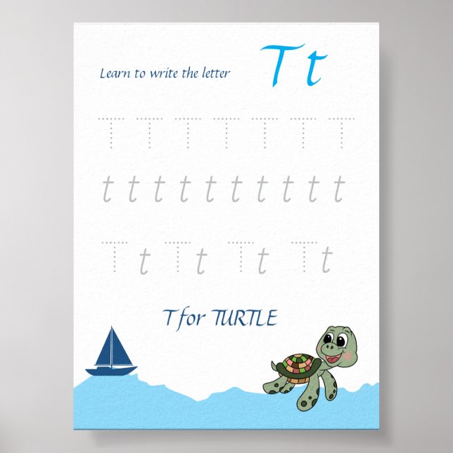 Poster Cartaz de Rastreamento da Letra T para Crianças (Frente)