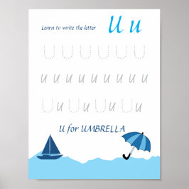Poster Cartaz de Rastreamento da Letra U para Crianças