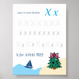 Poster Cartaz de Rastreamento da Letra X para Crianças