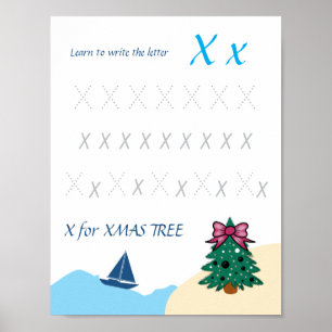 Poster Cartaz de Rastreamento da Letra X para Crianças