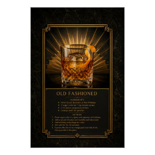 Póster Cartaz de Receita Clássica Arte de Bar