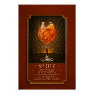 Póster Cartaz de Receita de Aperol Spritz Arte de Bar