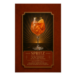 Póster Cartaz de Receita de Aperol Spritz | Arte de Bar