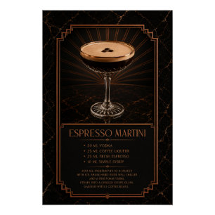 Póster Cartaz de Receita de Espresso Martini Arte de Ba