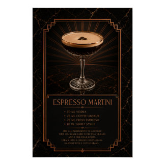 Póster Cartaz de Receita de Espresso Martini | Arte de Ba