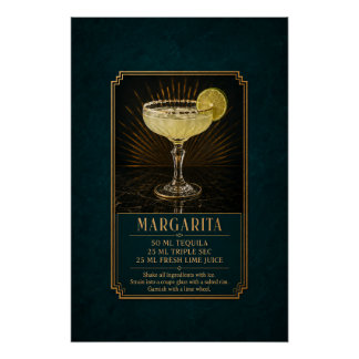 Póster Cartaz de Receita de Margarita | Arte de Bar