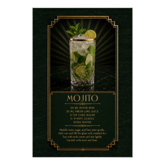 Póster Cartaz de Receita de Mojito | Arte de Bar