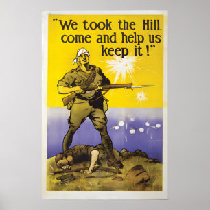 Poster Cartaz de Recrutamento Australiano da Primeira Gue