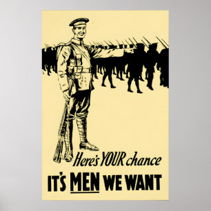 Poster Cartaz de Recrutamento Canadense da Primeira Guerr