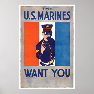 Poster Cartaz de Recrutamento dos Fuzileiros Navais dos E