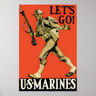 Poster Cartaz de Recrutamento dos Fuzileiros Navais dos E