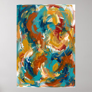 Poster Cartaz de Redemoinho Abstrato Laranja Azul