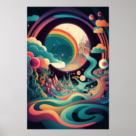 Poster Cartaz de Redemoinho Abstrato | Psicodélico Retrô