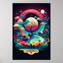 Poster Cartaz de Redemoinho Abstrato | Retro Psicodélico