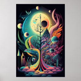 Poster Cartaz de Redemoinho Abstrato | Retro Psicodélico