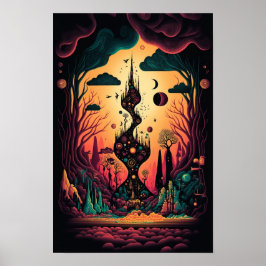 Poster Cartaz de Redemoinho Abstrato | Retro Psicodélico