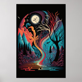 Poster Cartaz de Redemoinho Abstrato | Retro Psicodélico