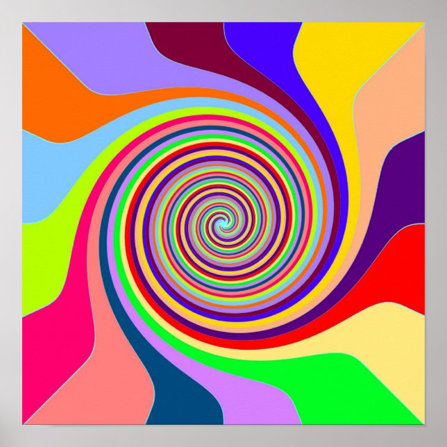 Póster Cartaz de Redemoinho Multicolorido Abstrato (Frente)