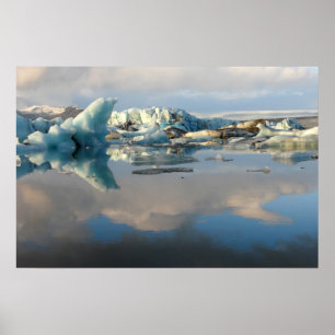 Poster cartaz de reflexão do lago de iceberg Jokulsarlon