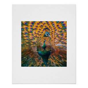 Póster Cartaz de Reflexo de Água de Pavão Vibrante