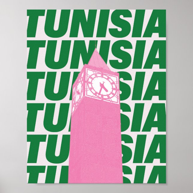 Poster Cartaz de Relógio Retro da Tunísia | Viagens Inspi (Frente)