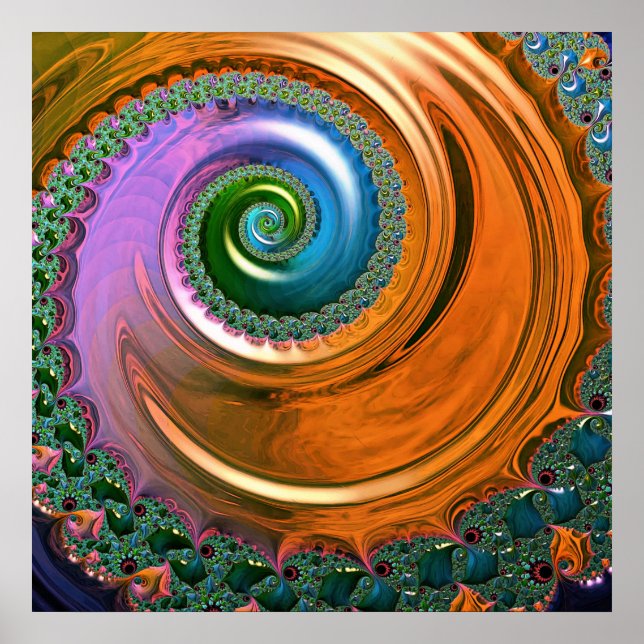 Poster Cartaz de Remoinho de Mandelbrot Laranja (Frente)