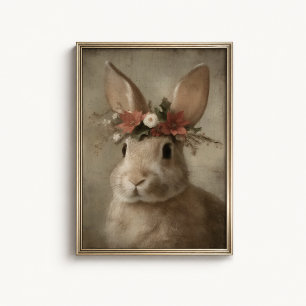 Poster Cartaz de retrato de Natal de coelho - Arte de par