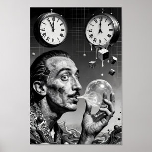 Poster Cartaz de Retrato de Sonho com Relógios Derretidos
