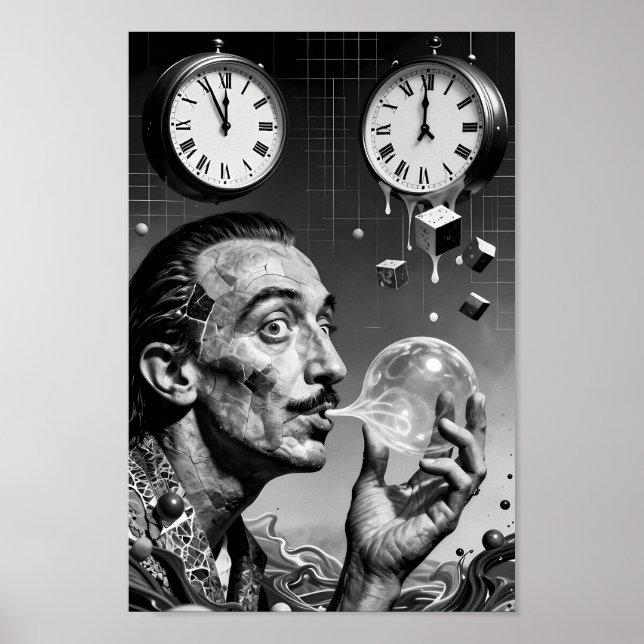 Poster Cartaz de Retrato de Sonho com Relógios Derretidos (Frente)