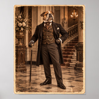 Poster Cartaz de Retrato do Cavalheiro Bulldog Vitoriano