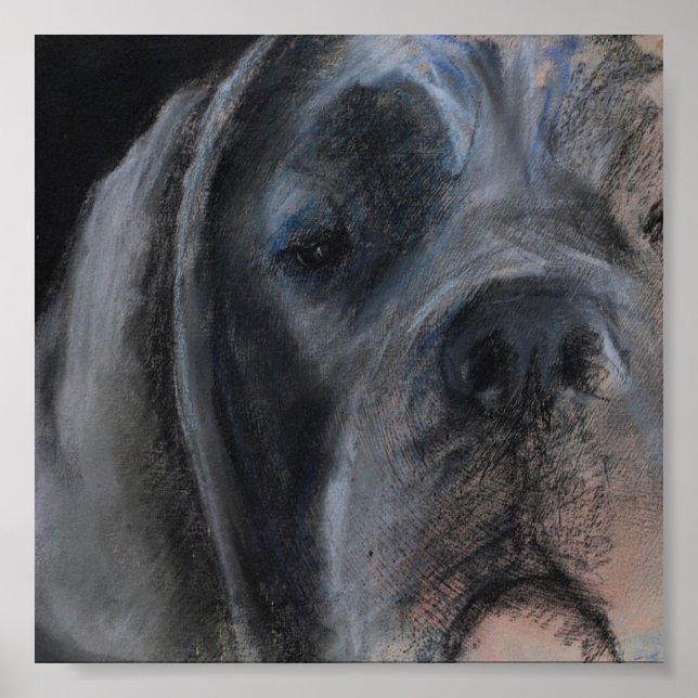 Póster Cartaz de retrato pastel do Dogue Alemão Azul (Frente)
