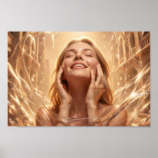 Poster Cartaz de Retrato Serenidade Dourada Radiante